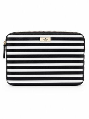 kate spade Black & White Striped Tablet Sleeve with Gold Accents